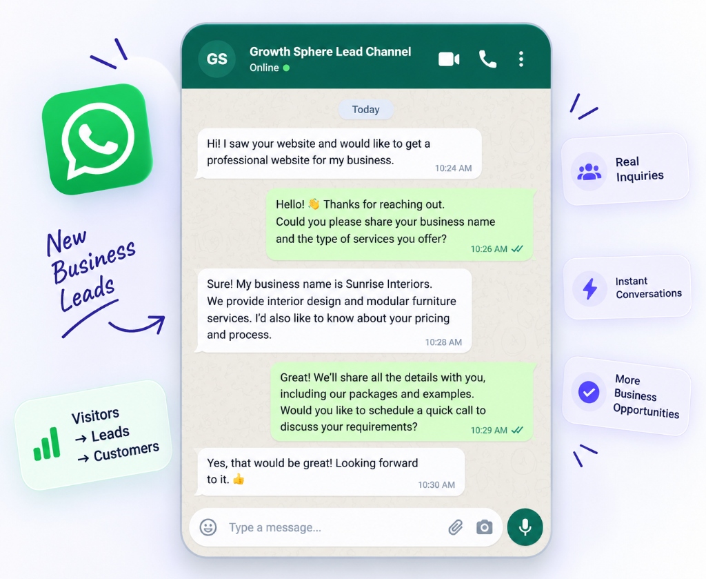 Growth Sphere Direct WhatsApp Lead Capture Showcase